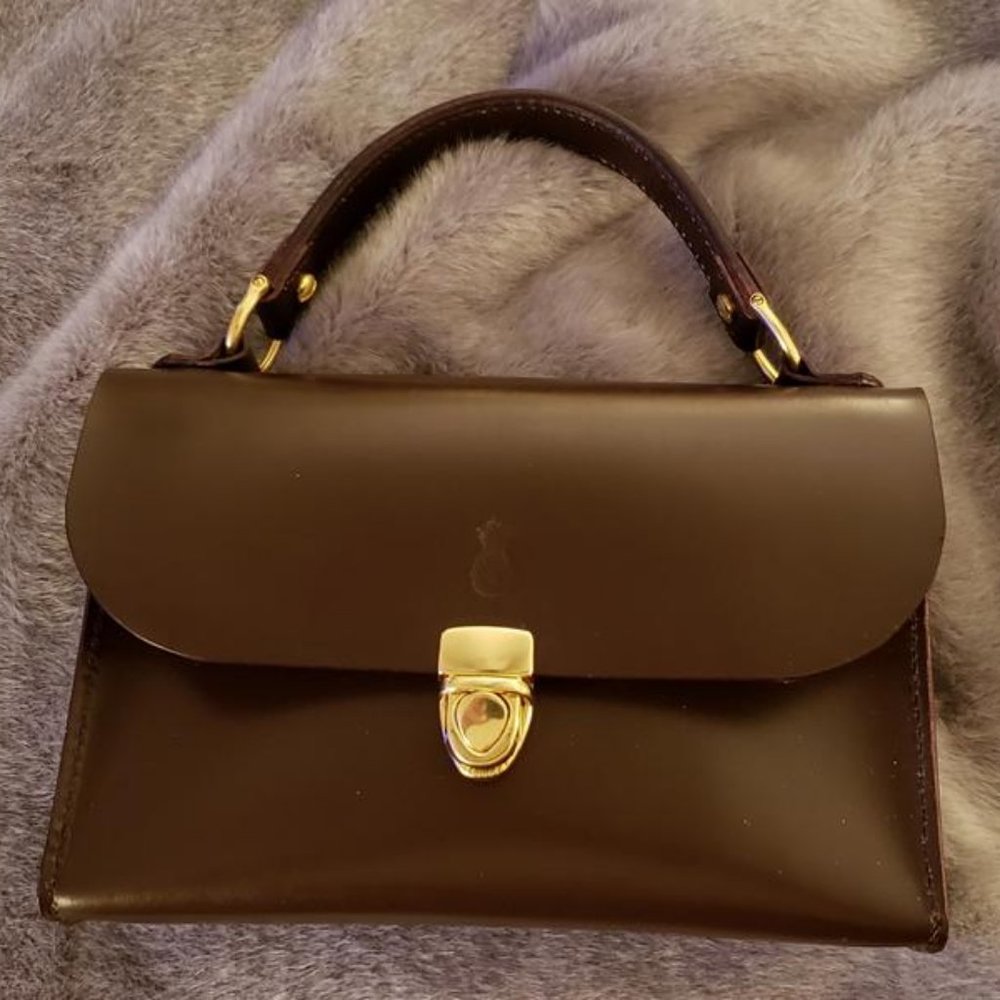 ScapeGrace Brown Leather Top Handle Handbag